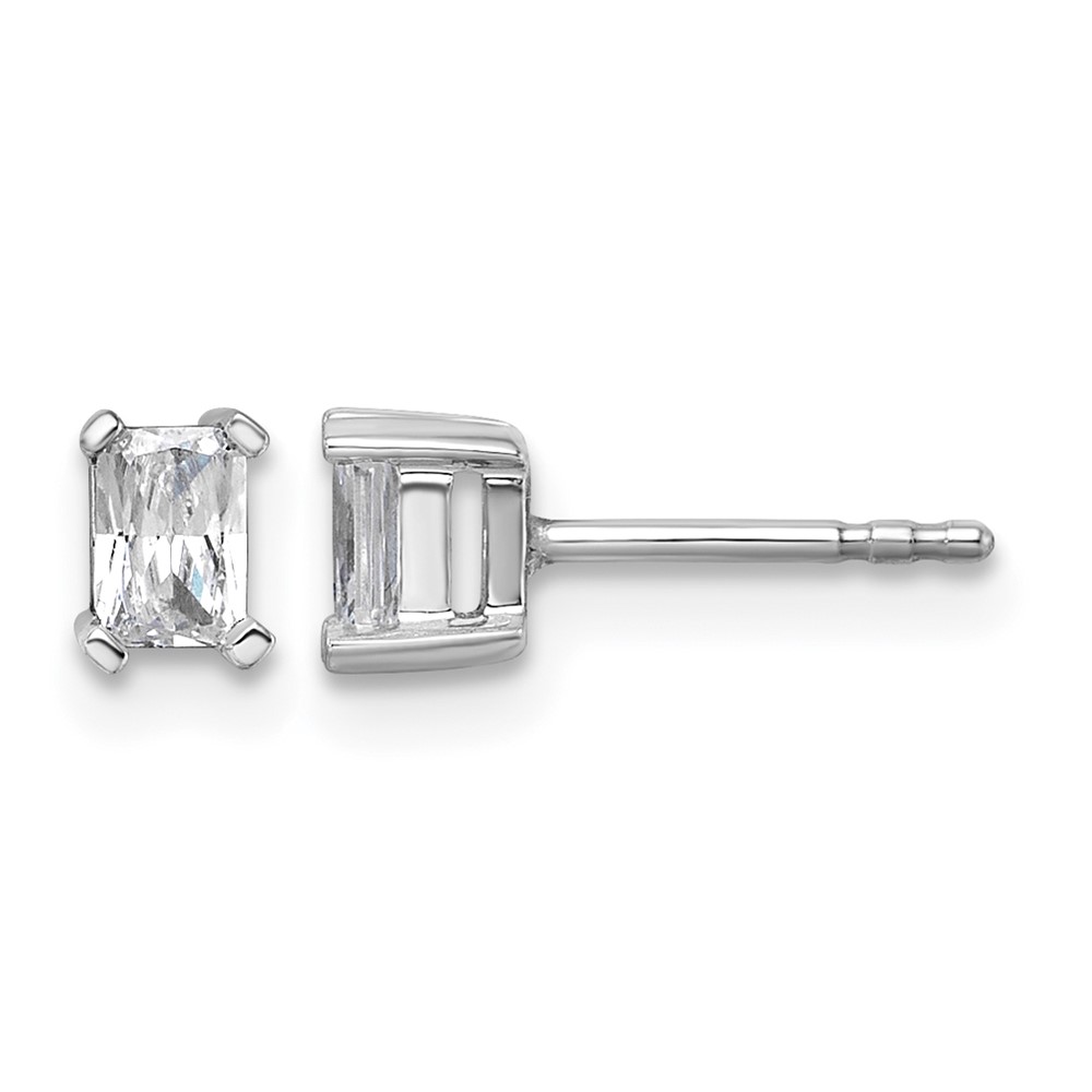 True Origin 14K White Gold 0.50 Carat Lab Grown Diamond VS+ F+ Radiant Four Prong Heavy Weight Complete Stud Earrings