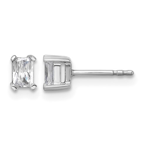 True Origin 14K White Gold 0.50 Carat Lab Grown Diamond VS+ F+ Radiant Four Prong Heavy Weight Complete Stud Earrings