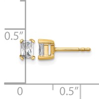 True Origin 14K Yellow Gold 0.50 Carat Lab Grown Diamond VS+ F+ Radiant Four Prong Heavy Weight Complete Stud Earrings view 4