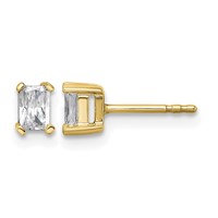 True Origin 14K Yellow Gold 0.50 Carat Lab Grown Diamond VS+ F+ Radiant Four Prong Heavy Weight Complete Stud Earrings view 1