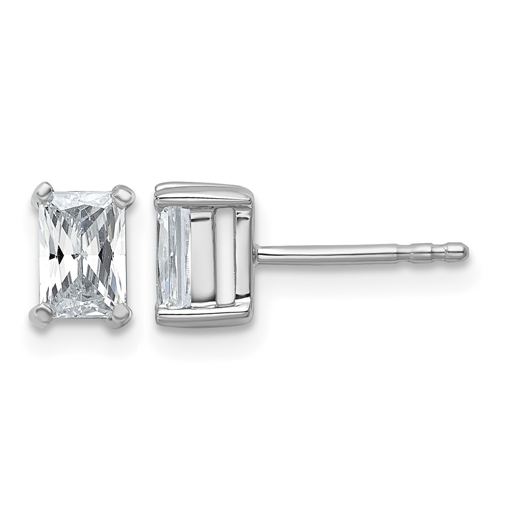 True Origin 14K White Gold 1 Carat Lab Grown Diamond VS+ F+ Radiant Four Prong Heavy Weight Complete Stud Earrings