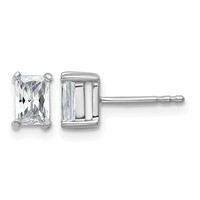 True Origin 14K White Gold 1 Carat Lab Grown Diamond VS+ F+ Radiant Four Prong Heavy Weight Complete Stud Earrings view 1