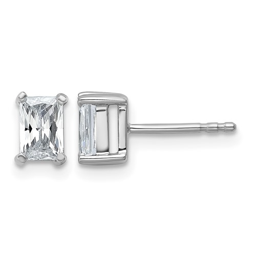 True Origin 14K White Gold 1 Carat Lab Grown Diamond VS+ F+ Radiant Four Prong Heavy Weight Complete Stud Earrings