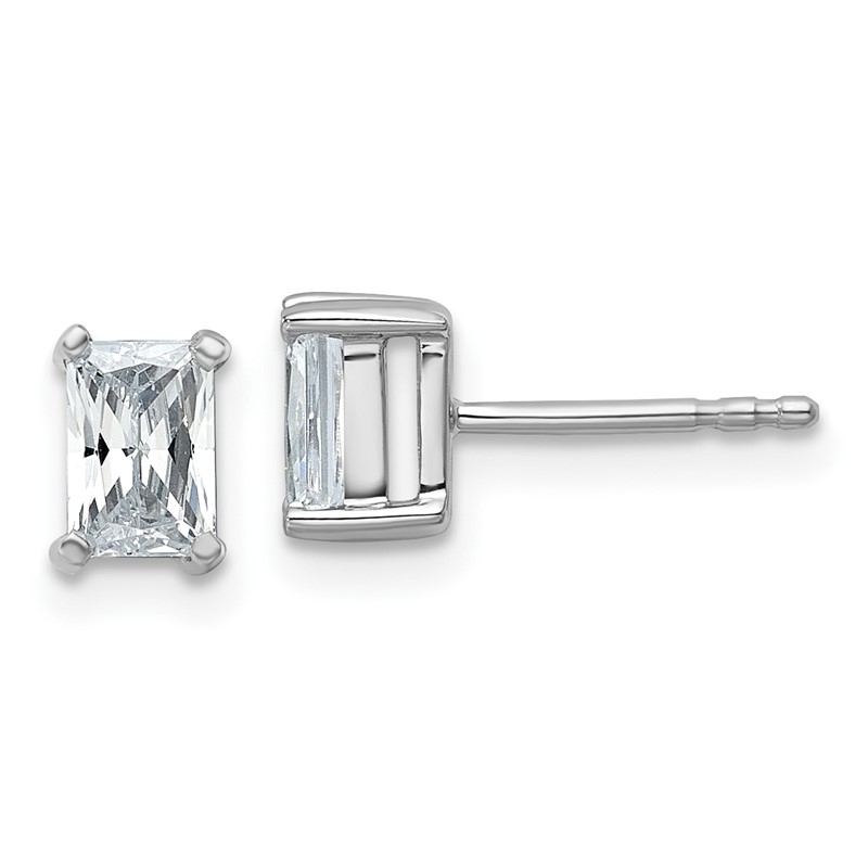 14k White Gold 1 ctw Lab Grown Diamond VS+ F+ Radiant 4 Prong Heavy Wt. Stud Earrings
