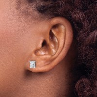 True Origin 14K White Gold 1.50 Carat Lab Grown Diamond VS+ F+ Radiant Four Prong Heavy Weight Complete Stud Earrings view 3