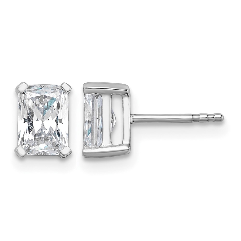 True Origin 14K White Gold 1.50 Carat Lab Grown Diamond VS+ F+ Radiant Four Prong Heavy Weight Complete Stud Earrings