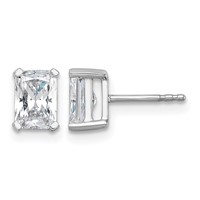 True Origin 14K White Gold 1.50 Carat Lab Grown Diamond VS+ F+ Radiant Four Prong Heavy Weight Complete Stud Earrings view 1