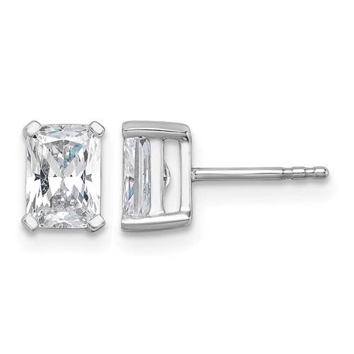 True Origin 14K White Gold 1.50 Carat Lab Grown Diamond VS+ F+ Radiant Four Prong Heavy Weight Complete Stud Earrings