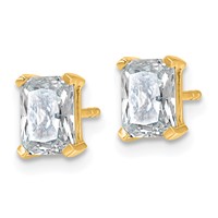 True Origin 14K Yellow Gold 1.50 Carat Lab Grown Diamond VS+ F+ Radiant Four Prong Heavy Weight Complete Stud Earrings view 2