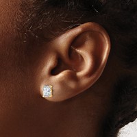 True Origin 14K Yellow Gold 1.50 Carat Lab Grown Diamond VS+ F+ Radiant Four Prong Heavy Weight Complete Stud Earrings view 3
