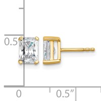 True Origin 14K Yellow Gold 1.50 Carat Lab Grown Diamond VS+ F+ Radiant Four Prong Heavy Weight Complete Stud Earrings view 4