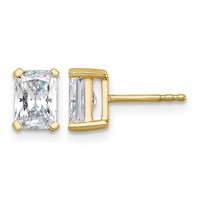 True Origin 14K Yellow Gold 1.50 Carat Lab Grown Diamond VS+ F+ Radiant Four Prong Heavy Weight Complete Stud Earrings view 1