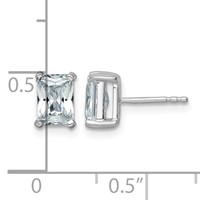 True Origin 14K White Gold 2 Carat Lab Grown Diamond VS+ F+ Radiant Four Prong Heavy Weight Complete Stud Earrings view 4