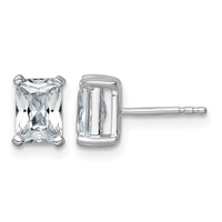 True Origin 14K White Gold 2 Carat Lab Grown Diamond VS+ F+ Radiant Four Prong Heavy Weight Complete Stud Earrings view 1