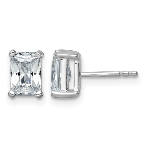 True Origin 14K White Gold 2 Carat Lab Grown Diamond VS+ F+ Radiant Four Prong Heavy Weight Complete Stud Earrings