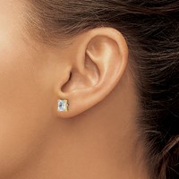 True Origin 14K Yellow Gold 2 Carat Lab Grown Diamond VS+ F+ Radiant Four Prong Heavy Weight Complete Stud Earrings view 3