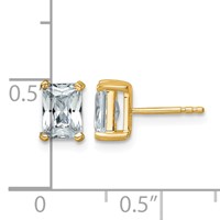 True Origin 14K Yellow Gold 2 Carat Lab Grown Diamond VS+ F+ Radiant Four Prong Heavy Weight Complete Stud Earrings view 4