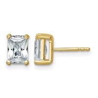 True Origin 14K Yellow Gold 2 Carat Lab Grown Diamond VS+ F+ Radiant Four Prong Heavy Weight Complete Stud Earrings view 1