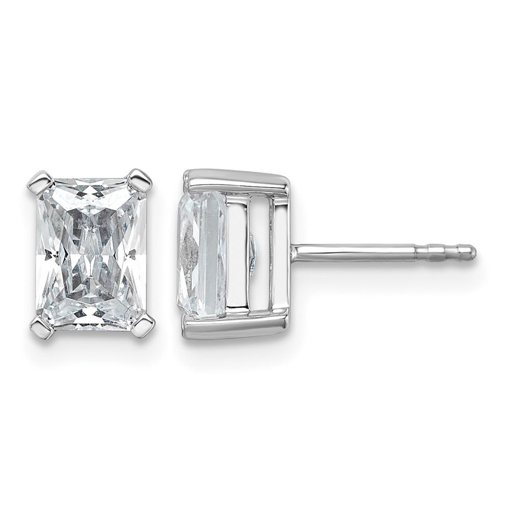 True Origin 14K White Gold 3 Carat Lab Grown Diamond VS+ F+ Radiant Four Prong Heavy Weight Complete Stud Earrings