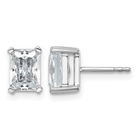 True Origin 14K White Gold 3 Carat Lab Grown Diamond VS+ F+ Radiant Four Prong Heavy Weight Complete Stud Earrings view 1