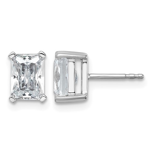 True Origin 14K White Gold 3 Carat Lab Grown Diamond VS+ F+ Radiant Four Prong Heavy Weight Complete Stud Earrings