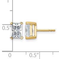 True Origin 14K Yellow Gold 3 Carat Lab Grown Diamond VS+ F+ Radiant Four Prong Heavy Weight Complete Stud Earrings view 4
