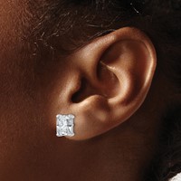 True Origin 14K White Gold 4 Carat Lab Grown Diamond VS+ F+ Radiant Four Prong Heavy Weight Complete Stud Earrings view 3