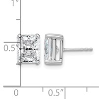 True Origin 14K White Gold 4 Carat Lab Grown Diamond VS+ F+ Radiant Four Prong Heavy Weight Complete Stud Earrings view 4