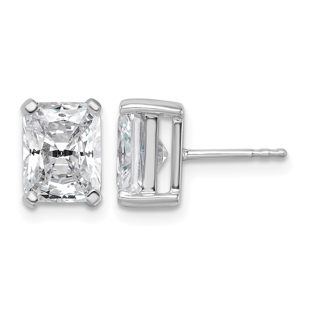 True Origin 14K White Gold 4 Carat Lab Grown Diamond VS+ F+ Radiant Four Prong Heavy Weight Complete Stud Earrings