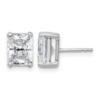 True Origin 14K White Gold 4 Carat Lab Grown Diamond VS+ F+ Radiant Four Prong Heavy Weight Complete Stud Earrings view 1