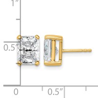 True Origin 14K Yellow Gold 4 Carat Lab Grown Diamond VS+ F+ Radiant Four Prong Heavy Weight Complete Stud Earrings view 4