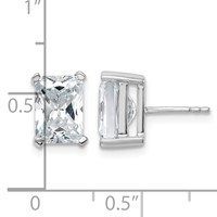 True Origin 14K White Gold 5 Carat Lab Grown Diamond VS+ F+ Radiant Four Prong Heavy Weight Complete Stud Earrings view 4