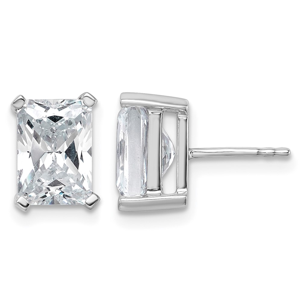 True Origin 14K White Gold 5 Carat Lab Grown Diamond VS+ F+ Radiant Four Prong Heavy Weight Complete Stud Earrings