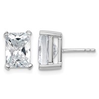 True Origin 14K White Gold 5 Carat Lab Grown Diamond VS+ F+ Radiant Four Prong Heavy Weight Complete Stud Earrings view 1