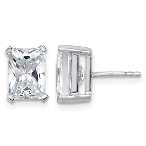 True Origin 14K White Gold 5 Carat Lab Grown Diamond VS+ F+ Radiant Four Prong Heavy Weight Complete Stud Earrings