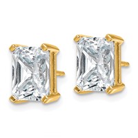 True Origin 14K Yellow Gold 5 Carat Lab Grown Diamond VS+ F+ Radiant Four Prong Heavy Weight Complete Stud Earrings view 2