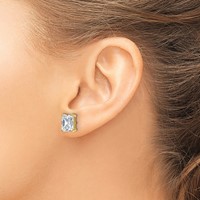 True Origin 14K Yellow Gold 5 Carat Lab Grown Diamond VS+ F+ Radiant Four Prong Heavy Weight Complete Stud Earrings view 3