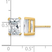 True Origin 14K Yellow Gold 5 Carat Lab Grown Diamond VS+ F+ Radiant Four Prong Heavy Weight Complete Stud Earrings view 4