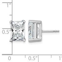 True Origin 14K White Gold 6 Carat Lab Grown Diamond VS+ F+ Radiant Four Prong Heavy Weight Complete Stud Earrings view 4