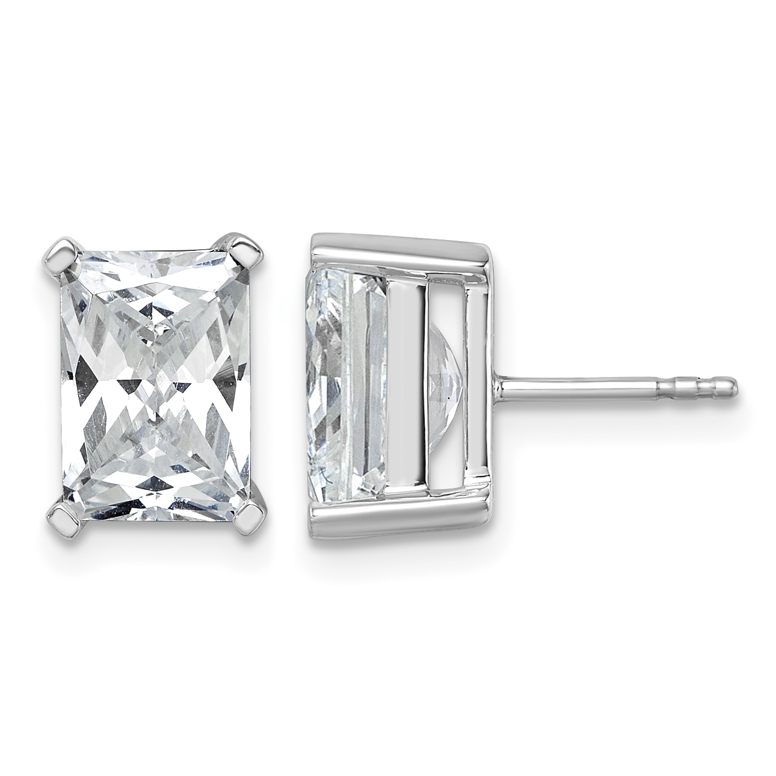 14k White Gold 6 ctw Lab Grown Diamond VS+ F+ Radiant 4 Prong Heavy Wt. Stud Earrings (EM11005-600-WLD)