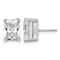 True Origin 14K White Gold 6 Carat Lab Grown Diamond VS+ F+ Radiant Four Prong Heavy Weight Complete Stud Earrings view 1