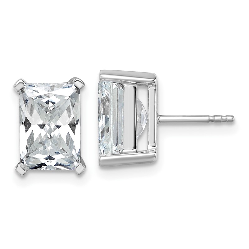 14k White Gold 6 ctw Lab Grown Diamond VS+ F+ Radiant 4 Prong Heavy Wt. Stud Earrings