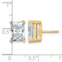 True Origin 14K Yellow Gold 6 Carat Lab Grown Diamond VS+ F+ Radiant Four Prong Heavy Weight Complete Stud Earrings view 4