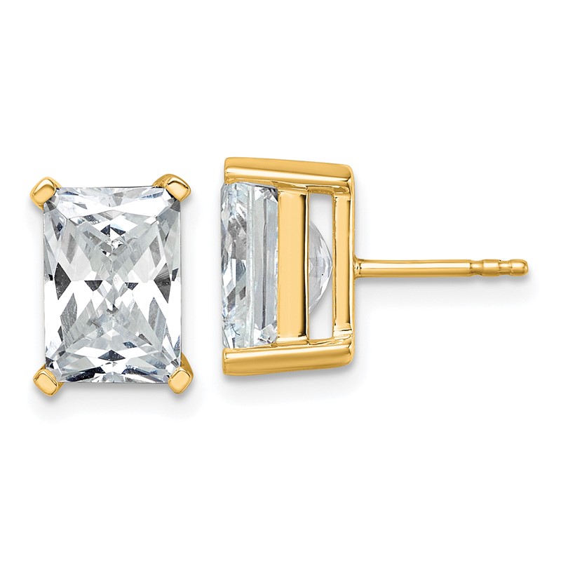 14k Yellow Gold 6 ctw Lab Grown Diamond VS+ F+ Radiant 4 Prong Heavy Wt. Stud Earrings