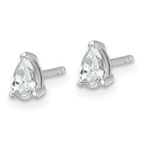 True Origin 14K White Gold 0.50 Carat Lab Grown Diamond VS+ F+ Pear Four Prong Heavy Weight Complete Stud Earrings view 2