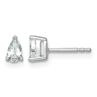 True Origin 14K White Gold 0.50 Carat Lab Grown Diamond VS+ F+ Pear Four Prong Heavy Weight Complete Stud Earrings view 1