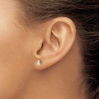 True Origin 14K Yellow Gold 0.50 Carat Lab Grown Diamond VS+ F+ Pear Four Prong Heavy Weight Complete Stud Earrings view 3