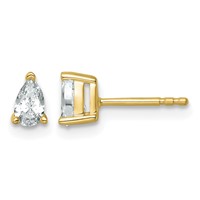 True Origin 14K Yellow Gold 0.50 Carat Lab Grown Diamond VS+ F+ Pear Four Prong Heavy Weight Complete Stud Earrings view 1