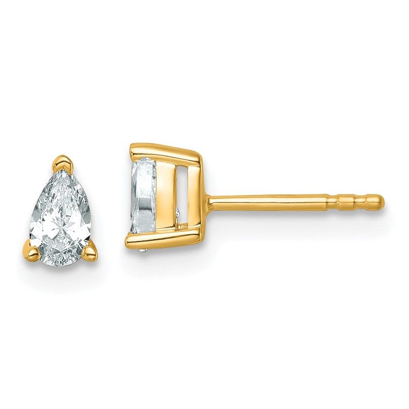 14k Yellow Gold 1/2 ctw Lab Grown Diamond VS+ F+ Pear 4 Prong Heavy Wt. Stud Earrings