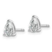 True Origin 14K White Gold 0.75 Carat Lab Grown Diamond VS+ F+ Pear Four Prong Heavy Weight Complete Stud Earrings view 2